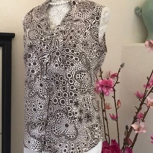 TWEEDS FINE LINEN Button Down Sleeveless TOP NWOT